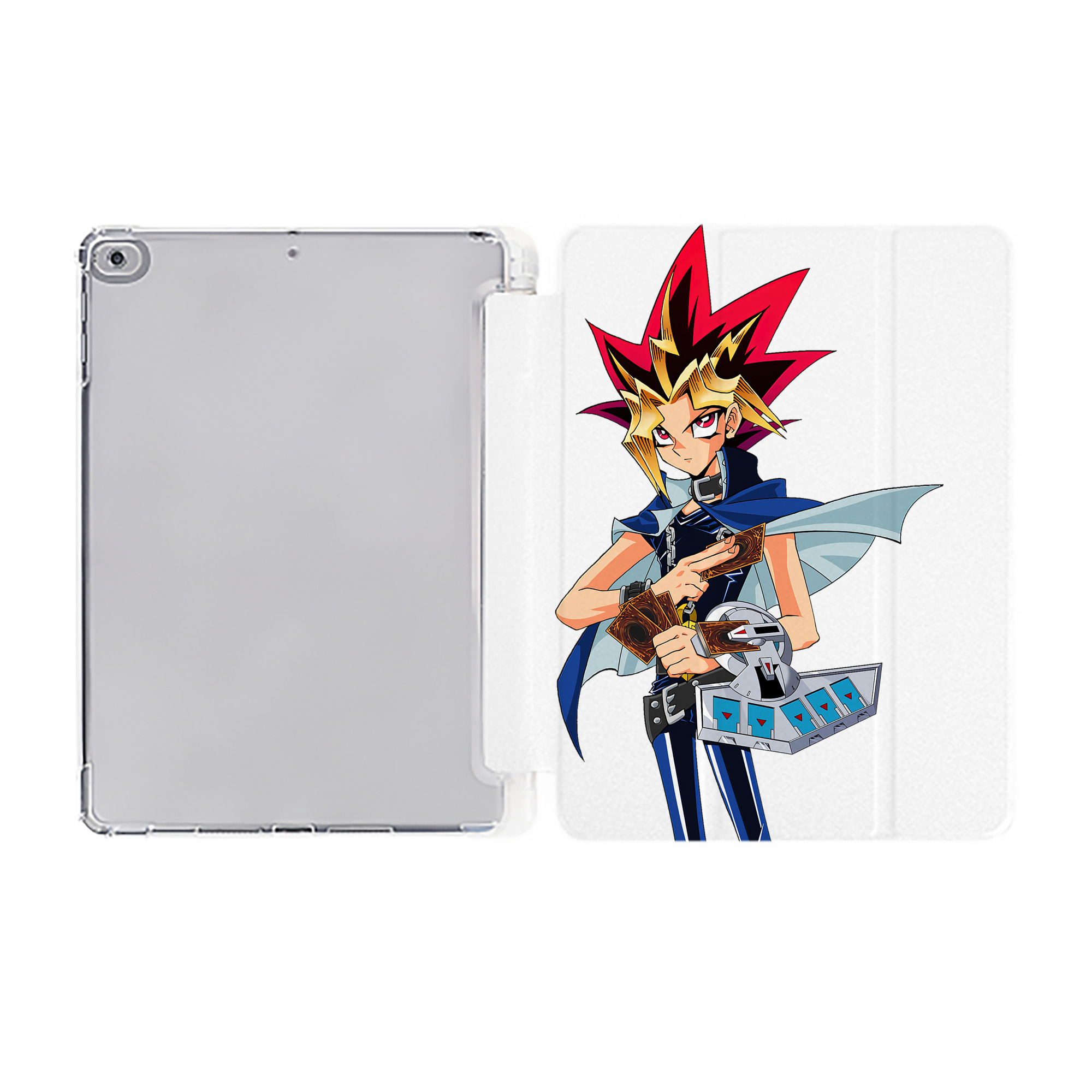 （画像用） 遊☆戯☆王 Yu-Gi-Oh! IPad ケース ペン収納付き 三つ折りスタンド PUレザー×シリコン 対応機種9.5/10.5/10.9インチ